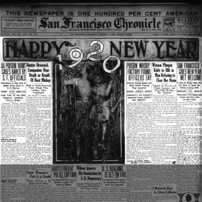 Happy New Year 1920 from the San Francisco Chronicle